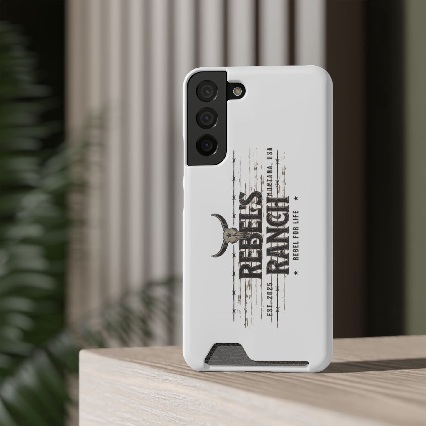 Rustic Phone Case With Card Holder, Rebellious Ranch Design, Western Style Cell Phone Case, Gift for Cowboys, Farmhouse Decor