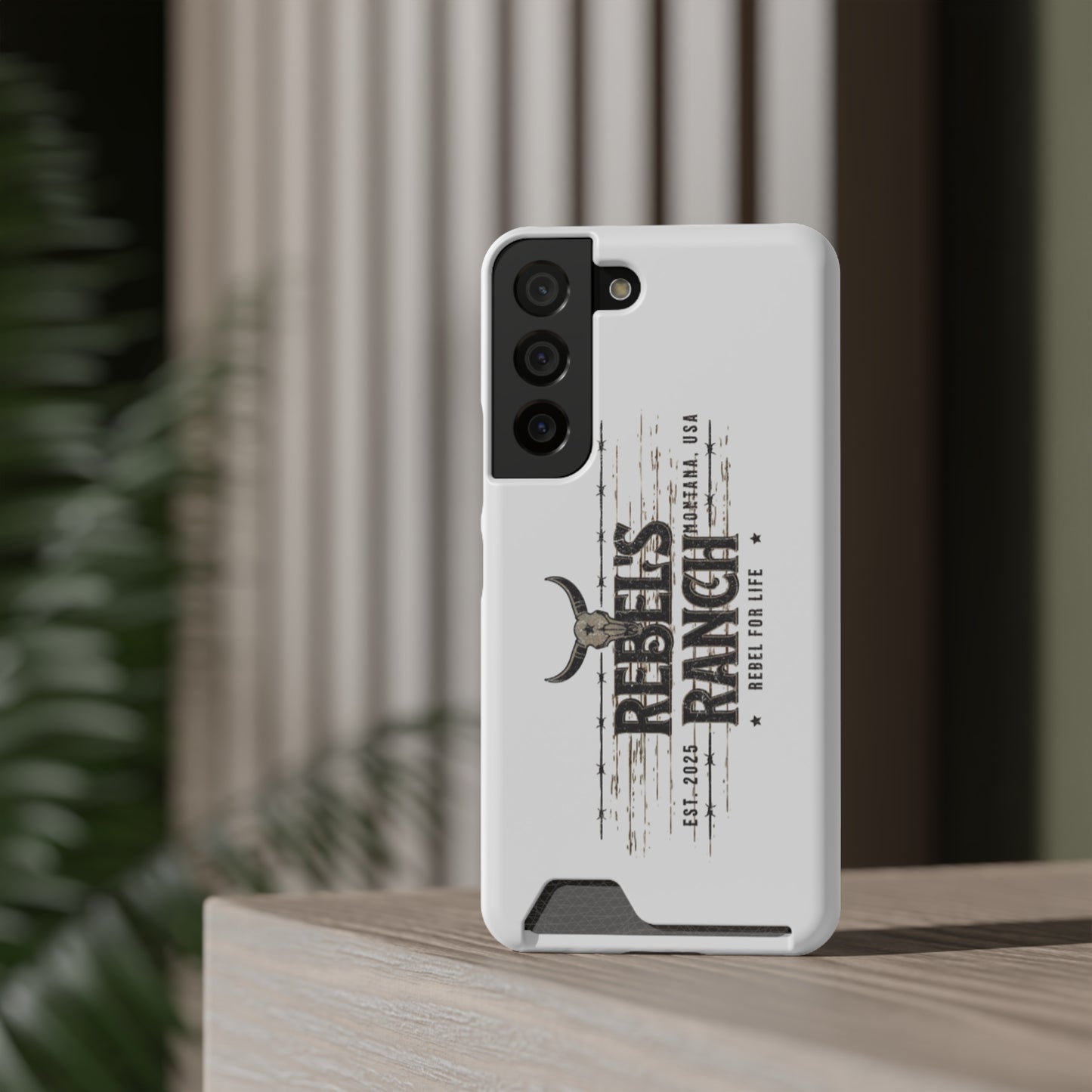 Rustic Phone Case With Card Holder, Rebellious Ranch Design, Western Style Cell Phone Case, Gift for Cowboys, Farmhouse Decor