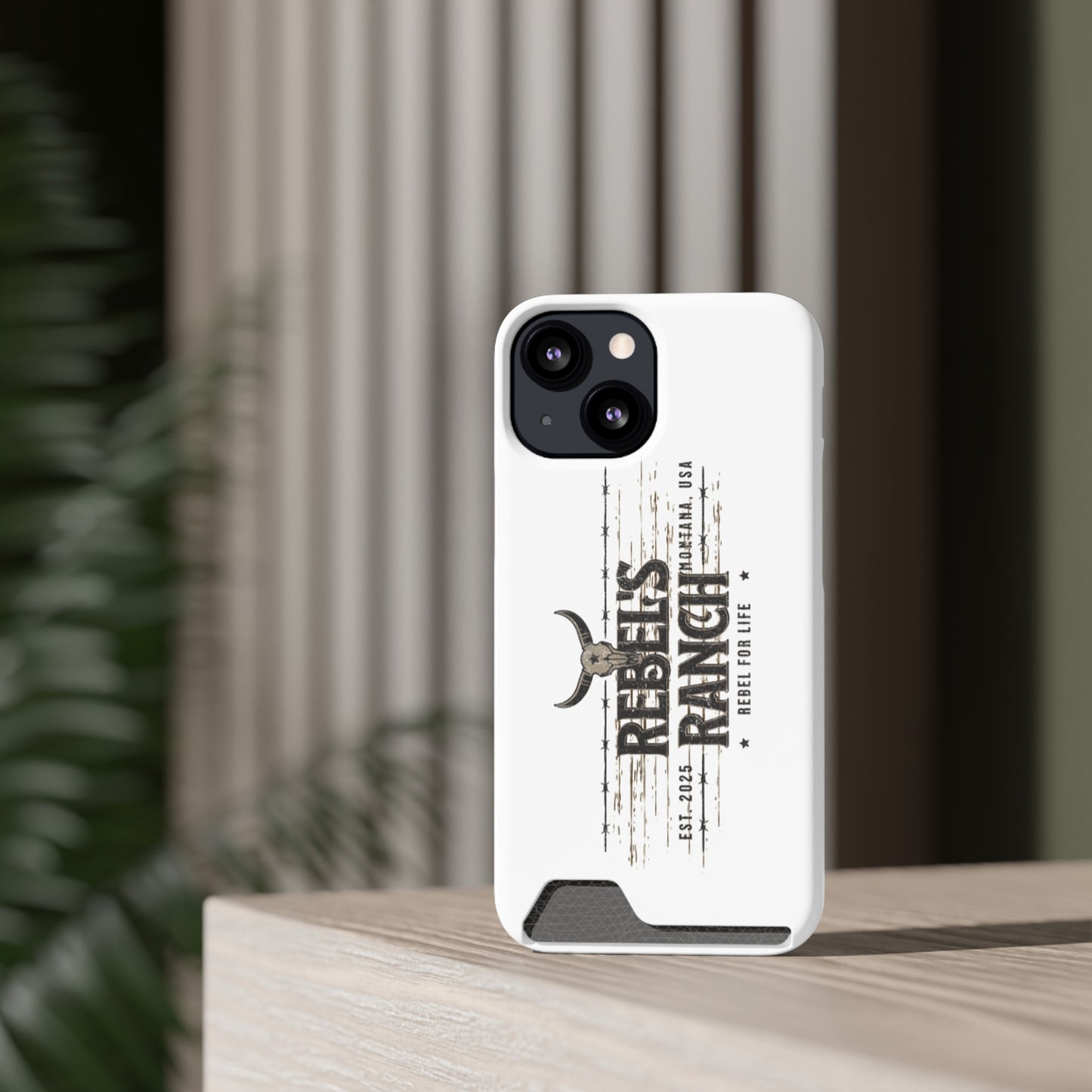Rustic Phone Case With Card Holder, Rebellious Ranch Design, Western Style Cell Phone Case, Gift for Cowboys, Farmhouse Decor
