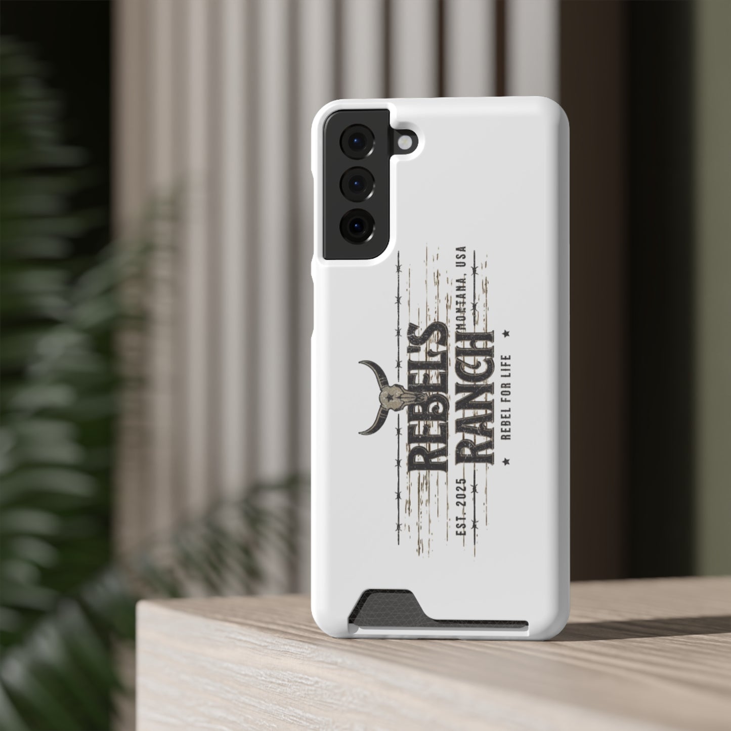 Rustic Phone Case With Card Holder, Rebellious Ranch Design, Western Style Cell Phone Case, Gift for Cowboys, Farmhouse Decor