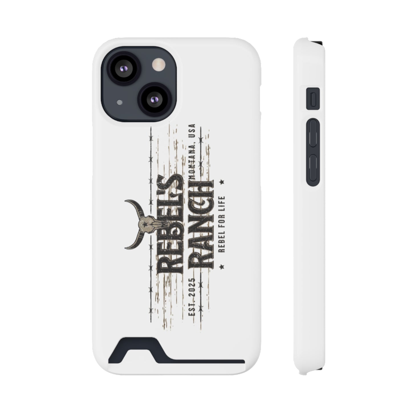 Rustic Phone Case With Card Holder, Rebellious Ranch Design, Western Style Cell Phone Case, Gift for Cowboys, Farmhouse Decor