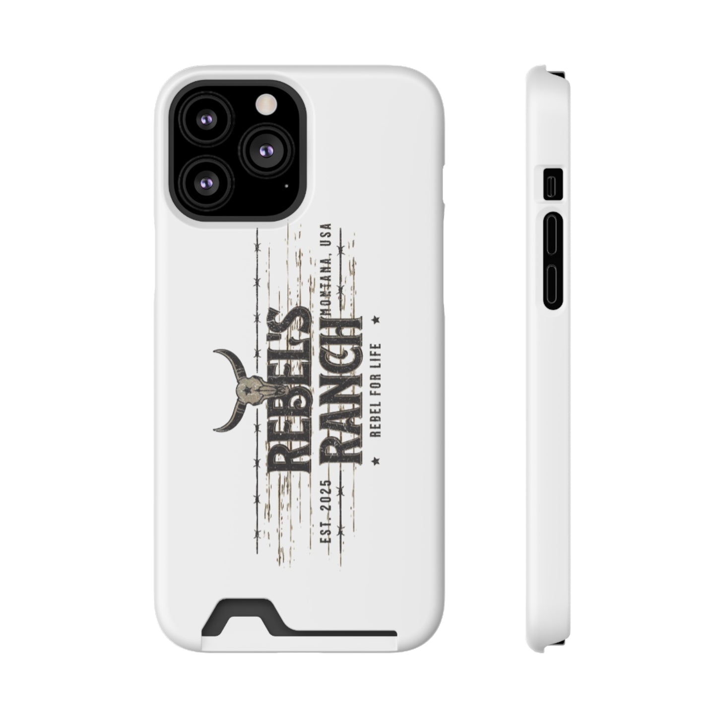 Rustic Phone Case With Card Holder, Rebellious Ranch Design, Western Style Cell Phone Case, Gift for Cowboys, Farmhouse Decor