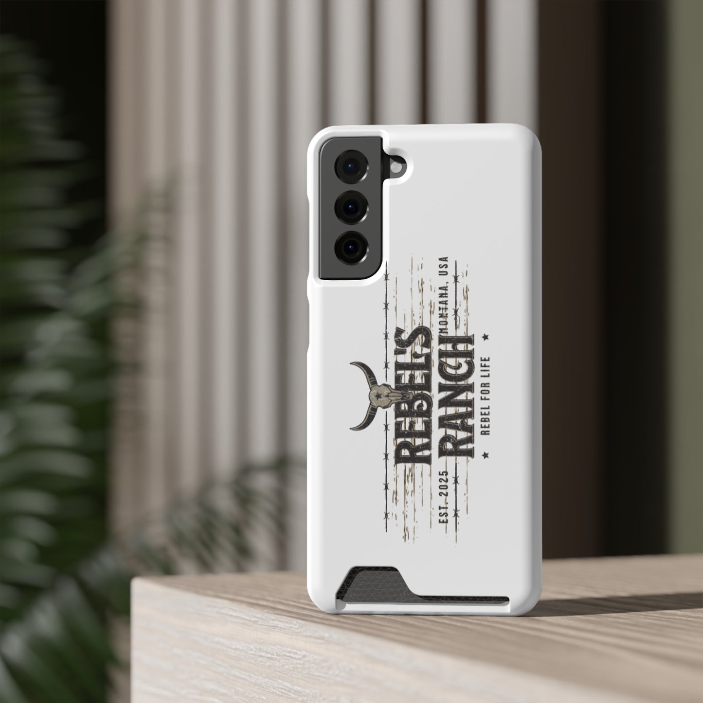 Rustic Phone Case With Card Holder, Rebellious Ranch Design, Western Style Cell Phone Case, Gift for Cowboys, Farmhouse Decor