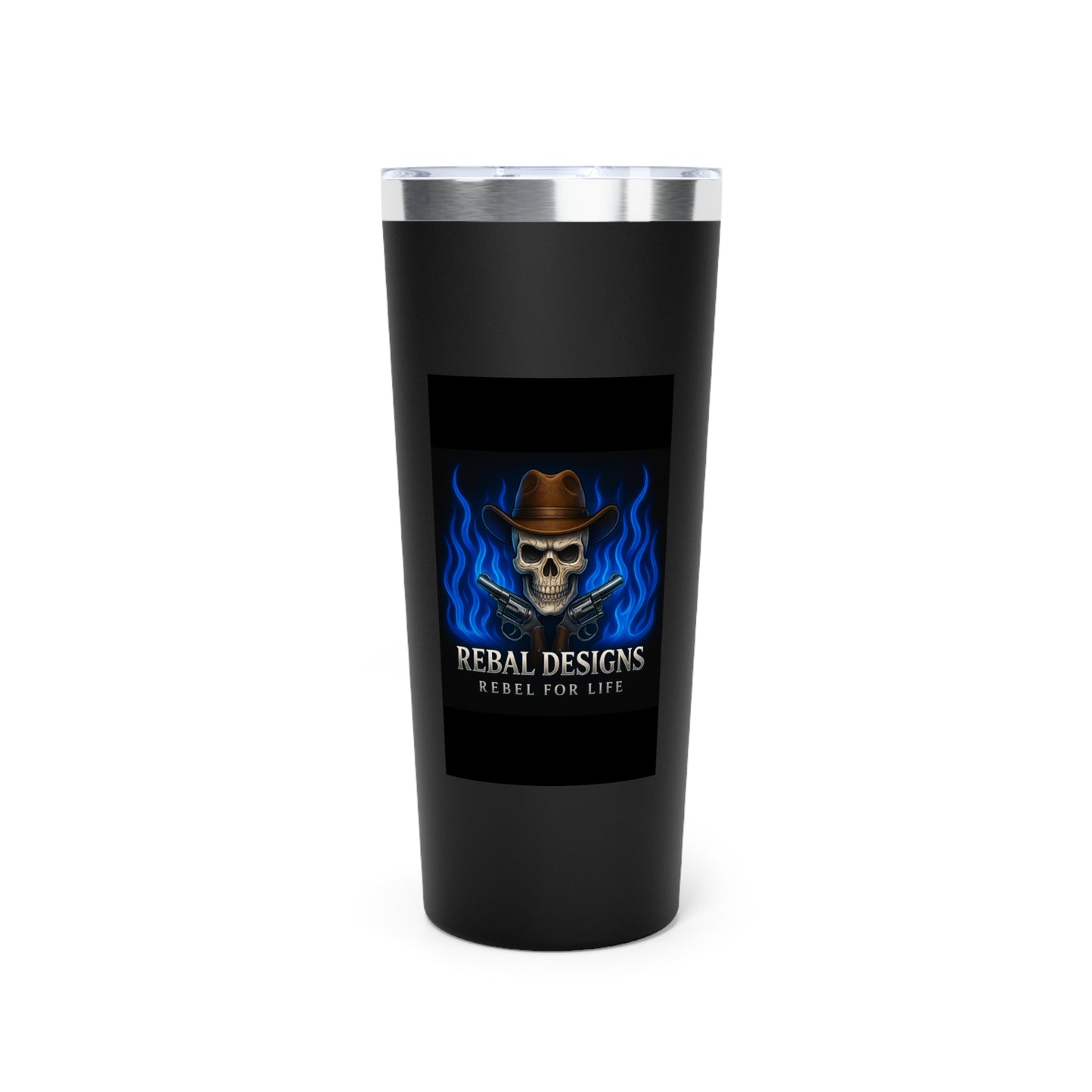 Rebel Life Coffee Tumbler, 22oz Skull Insulated Mug, Perfect for Outdoors, Camping, Gifts for Him, Birthday, Unique Tumbler