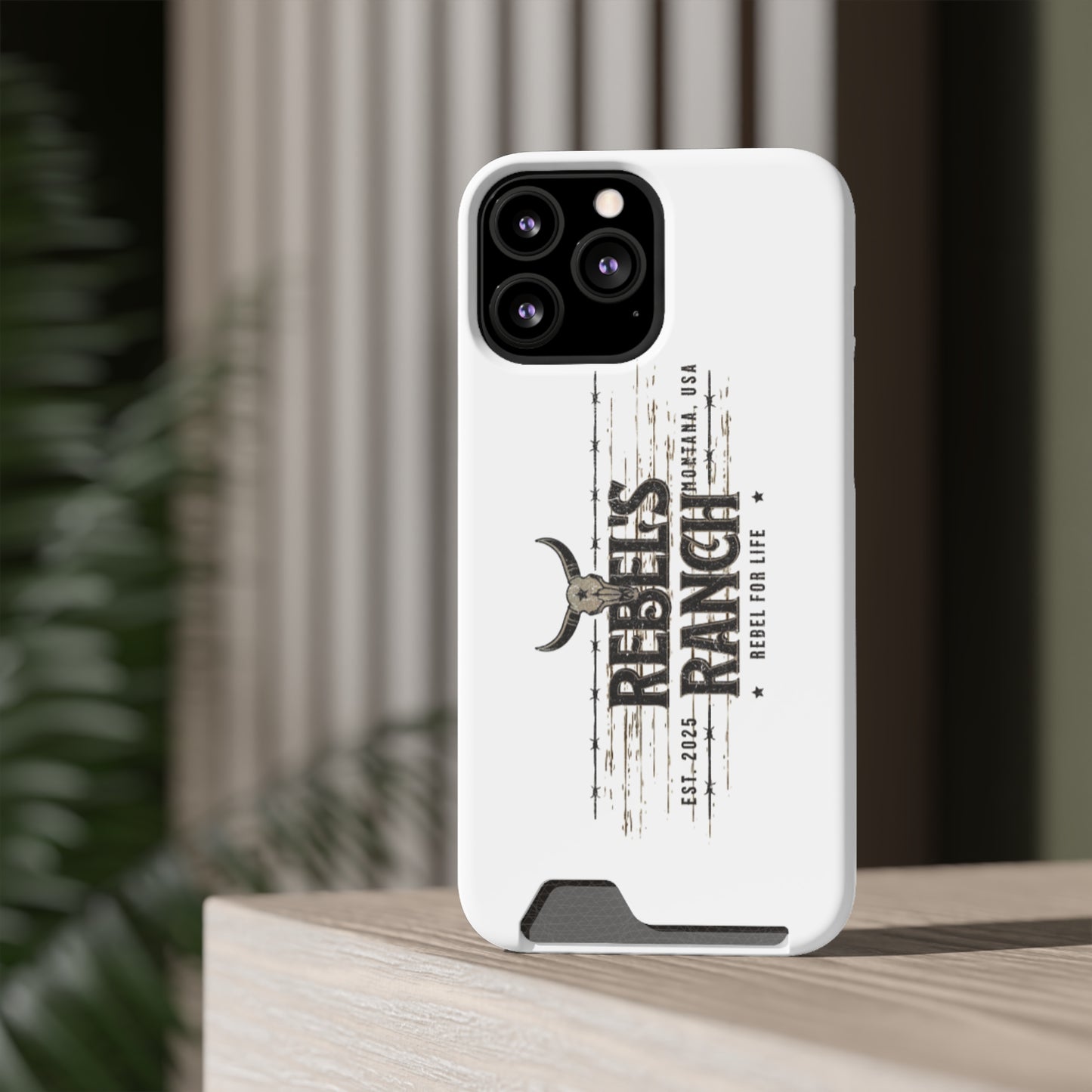 Rustic Phone Case With Card Holder, Rebellious Ranch Design, Western Style Cell Phone Case, Gift for Cowboys, Farmhouse Decor