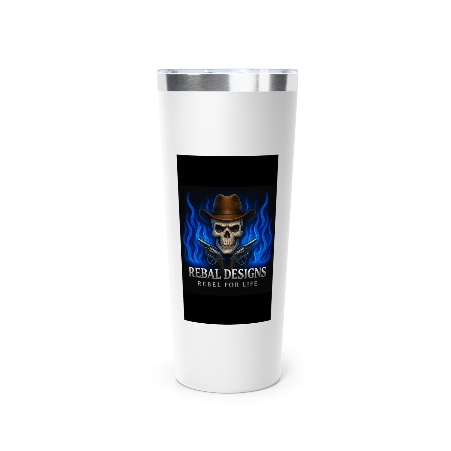 Rebel Life Coffee Tumbler, 22oz Skull Insulated Mug, Perfect for Outdoors, Camping, Gifts for Him, Birthday, Unique Tumbler