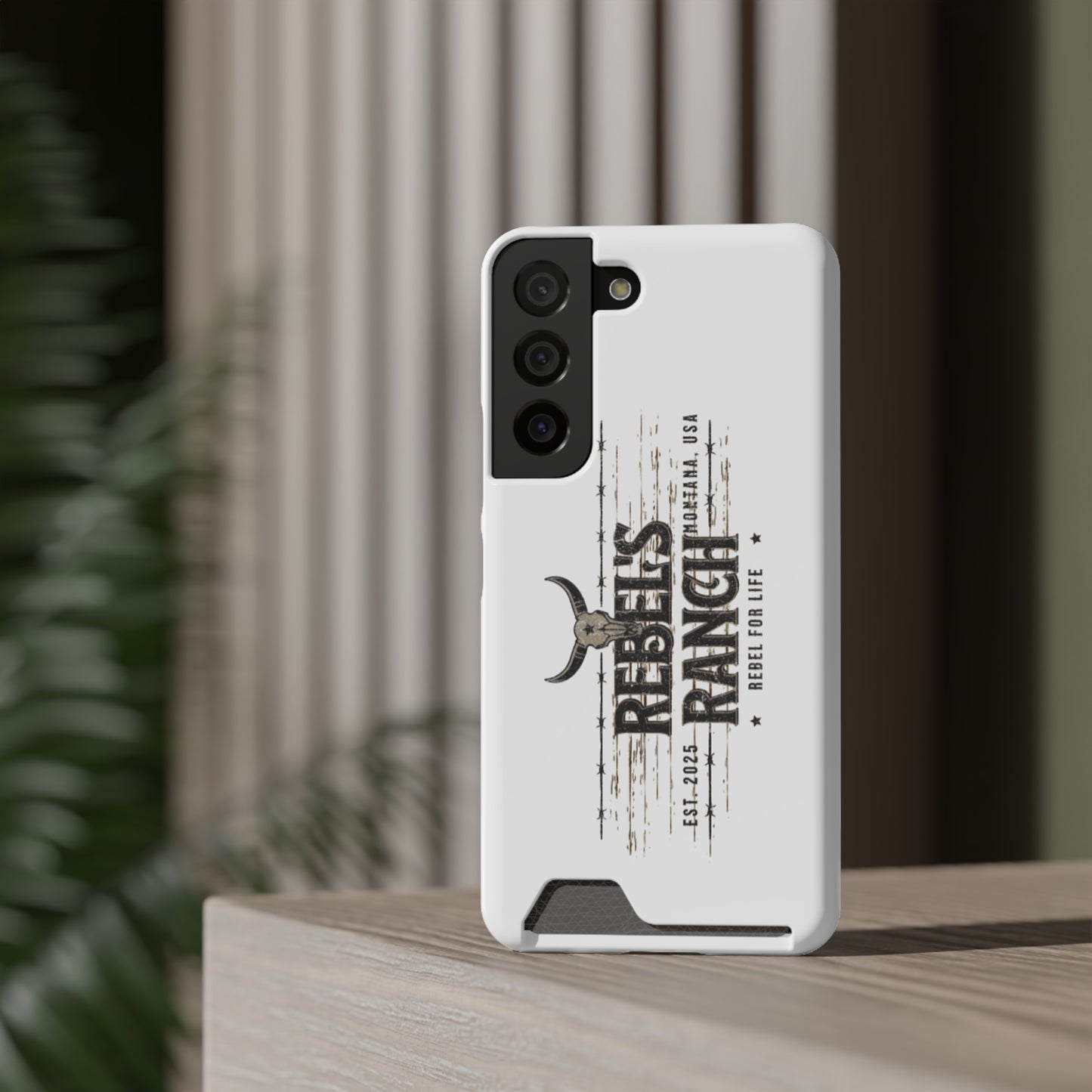 Rustic Phone Case With Card Holder, Rebellious Ranch Design, Western Style Cell Phone Case, Gift for Cowboys, Farmhouse Decor