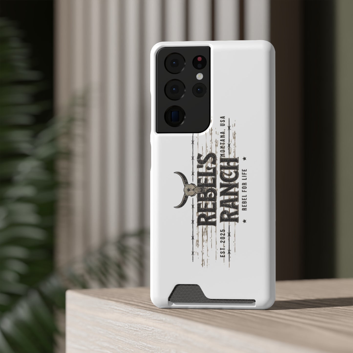 Rustic Phone Case With Card Holder, Rebellious Ranch Design, Western Style Cell Phone Case, Gift for Cowboys, Farmhouse Decor