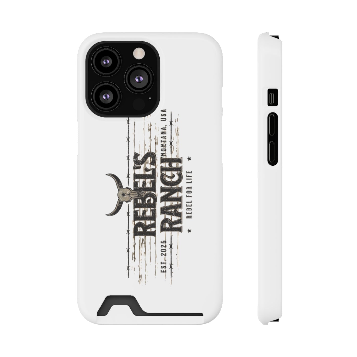 Rustic Phone Case With Card Holder, Rebellious Ranch Design, Western Style Cell Phone Case, Gift for Cowboys, Farmhouse Decor